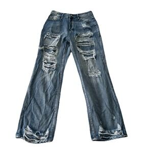 Unbranded Mom Jeans Women's Size 8 Medium High Rise Distressed Destroyed